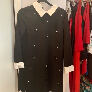 Shein black dress with pearl embellishments